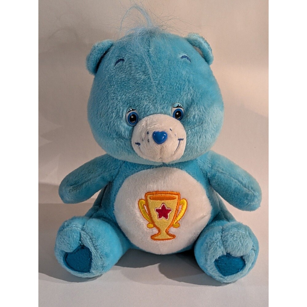 Vintage Champ Bear Care Bear Blue Trophy 2004 Stuffed Animal Plush Carebears